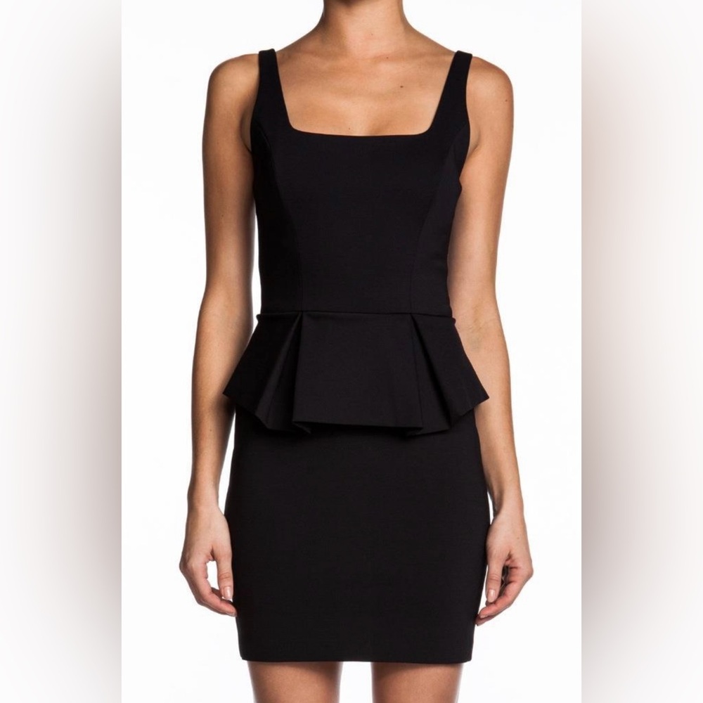 BAR III Black Peplum Dress Pencil Skirt XS EUC $59